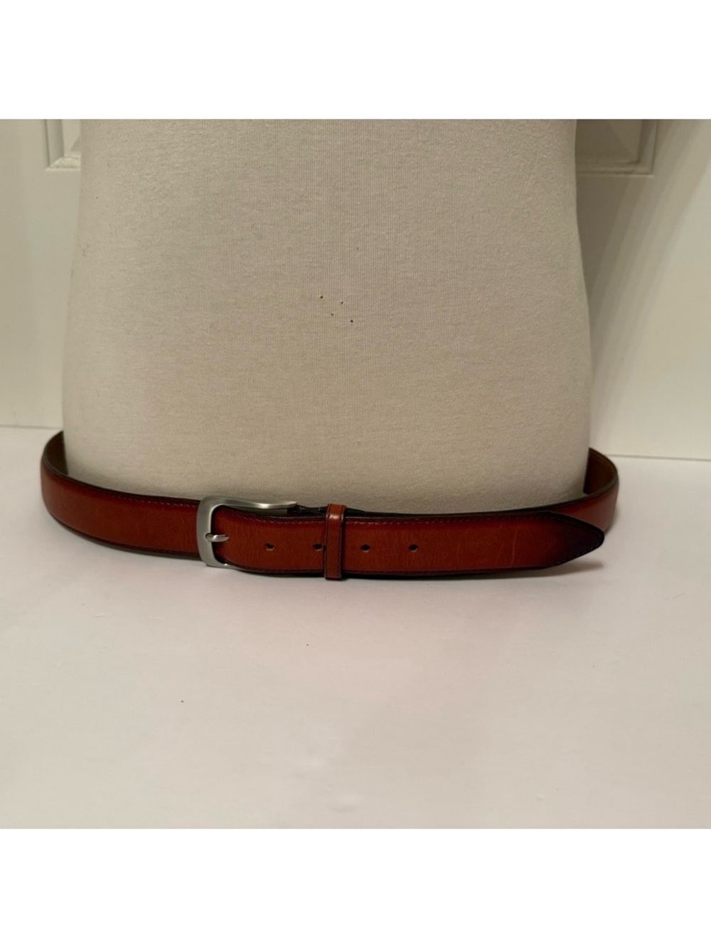 PROFUOMO ITALY MENS BELT BROWN LEATHER BRUSHED SILVER HARDWARE SIZE 40 42 105 cm